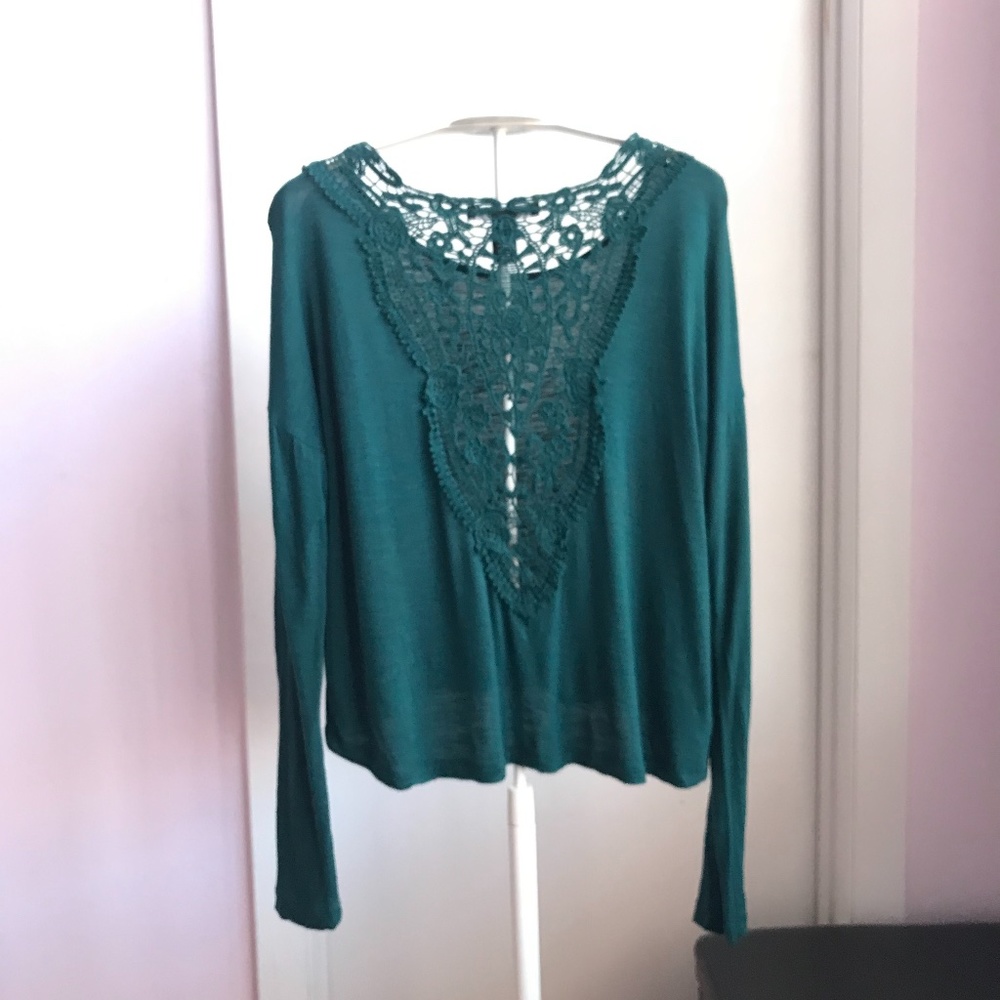 Forever 21 Dark Green Long Sleeve Crop Top - Picture 4 of 10